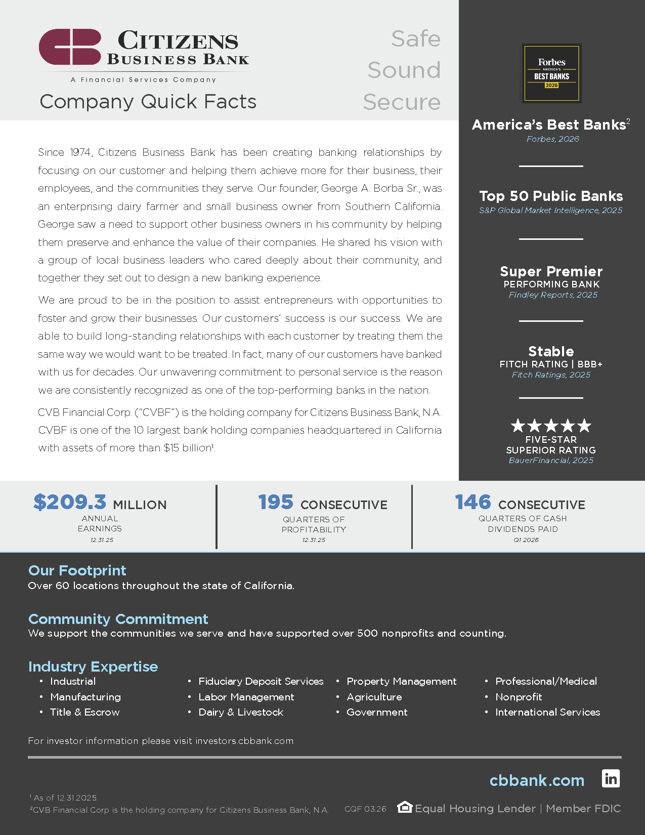 CBB Company Quick Facts Flyer